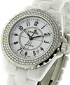 Chanel Full Size White J12 with Diamond Bezel H0969