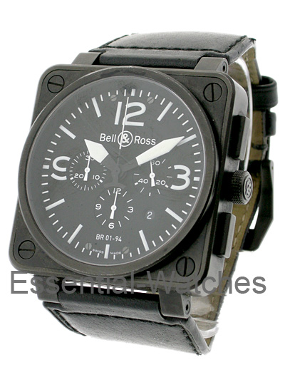 Bell & Ross BR 01-94 Chronograph - BR-01-94-BLK-CAR-LS - Essential Watches