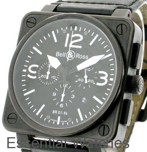 Bell & Ross BR 01-94 Chronograph - BR-01-94-BLK-CAR-LS - Essential Watches