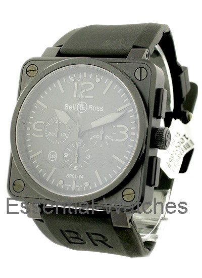 Bell & Ross BR 01-94 Chronograph - PHANTOM - BR-01-94-BLK-SBLA - Essential Watches