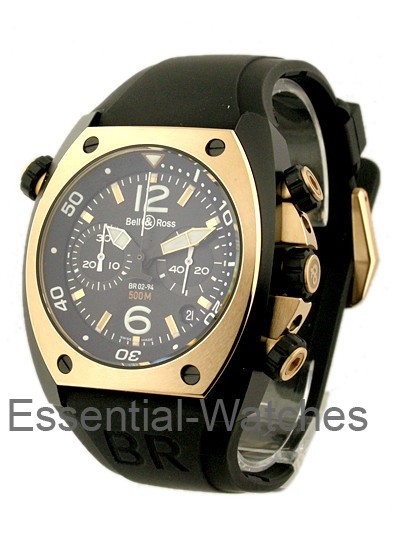 Bell & Ross BR O2 Chronograph Carbon with Rose Gold Cap  - BR02-Chrono Bi-Color  - Essential Watches