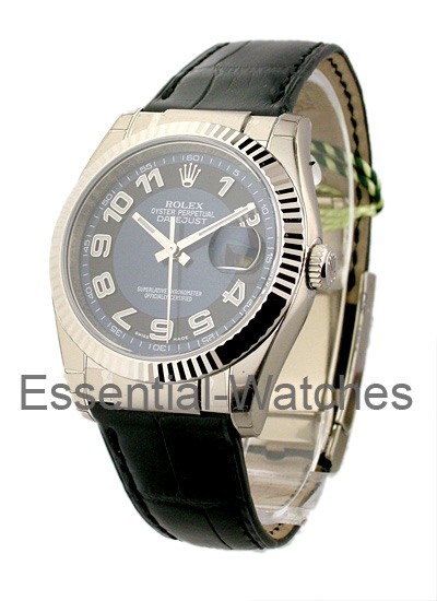 Rolex New Men's Datejust - White Gold on Strap - 116139 - Essential Watches Rolex New Men's Datejust - White Gold on Strap - 116139 - Essential Watches