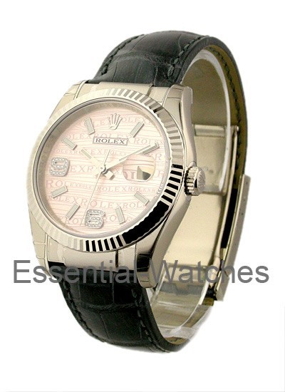 Rolex New Men's Datejust - White Gold on Strap - 116139 - Essential Watches