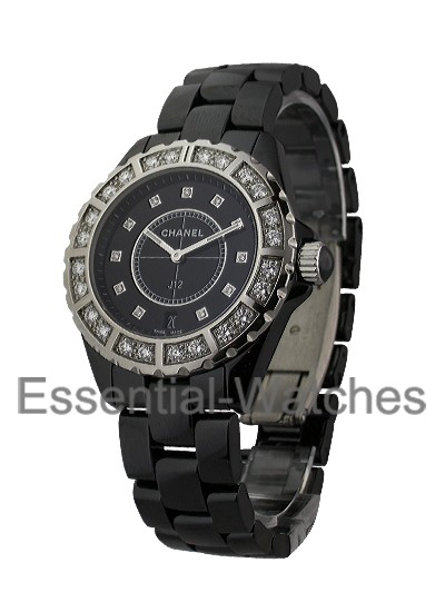 Chanel J12 Black Ceramic 38mm with Diamond Bezel H1174 - H1174 - Essential Watches