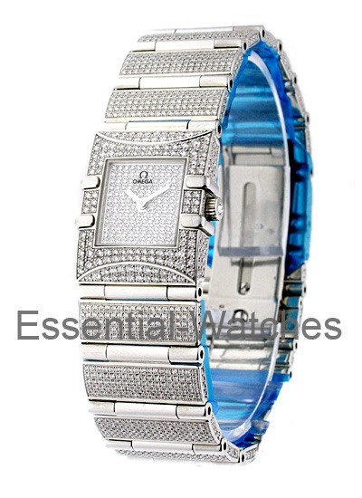 Omega Constellation Quadra White Gold Full Pave Diamonds - 1529.95 - Essential Watches